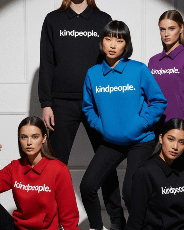 kindpeople. women’s active sweater with collar | black, red, blue or purple