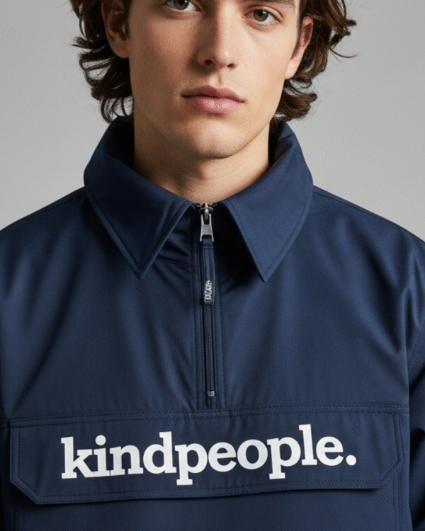 kindpeople. men’s rain pullover with zip collar | dark blue