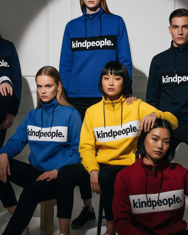 kindpeople. unisex active hoodie | yellow, cherry, blue or charcoal blue