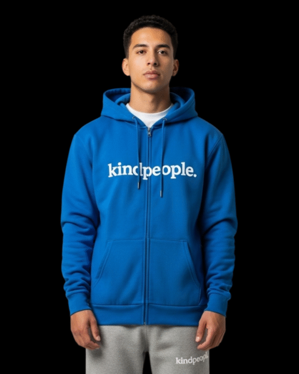 kindpeople. unisex cotton zip up jacket | sea blue
